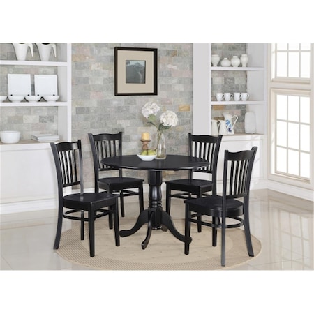 East West Furniture 5 Piece Kitchen Table Set-Table and 4 Kitchen Chairs, PK5 DLGR5-BLK-W